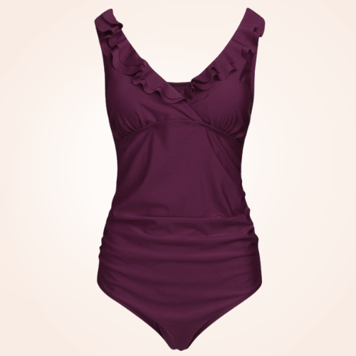 Maternity Swimsuit V-Neck One Piece Ruffled Lace Up Monokini