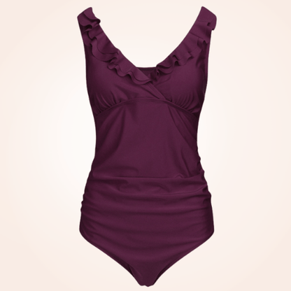 Maternity Swimsuit V-Neck One Piece Ruffled Lace Up Monokini