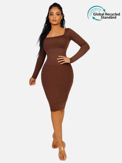 Long Sleeve Tummy Control Bodycon Midi Dress