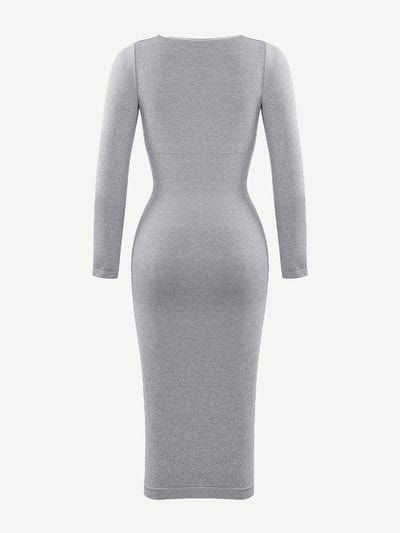 Long Sleeve Tummy Control Bodycon Midi Dress