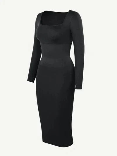 Long Sleeve Tummy Control Bodycon Midi Dress