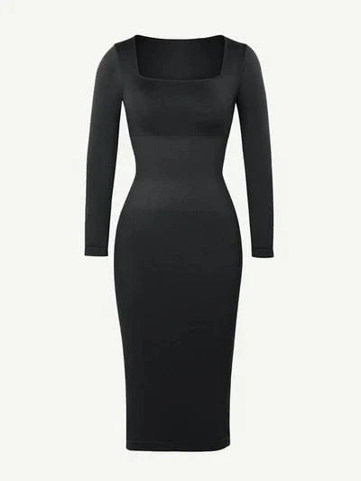 Long Sleeve Tummy Control Bodycon Midi Dress