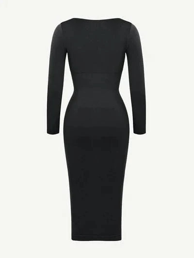 Long Sleeve Tummy Control Bodycon Midi Dress