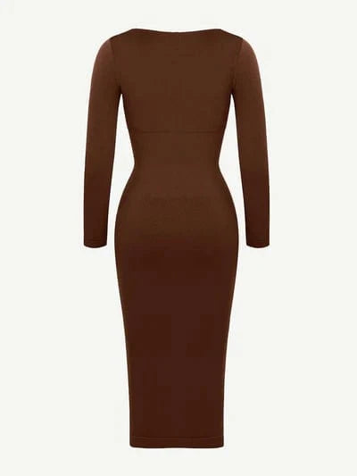 Long Sleeve Tummy Control Bodycon Midi Dress