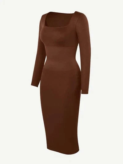 Long Sleeve Tummy Control Bodycon Midi Dress
