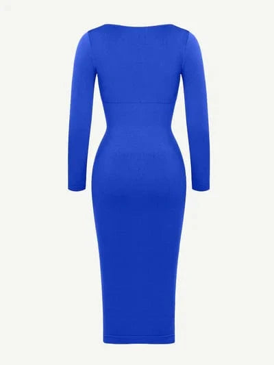 Long Sleeve Tummy Control Bodycon Midi Dress