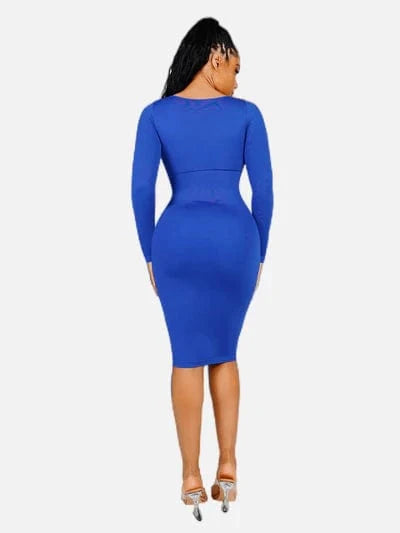 Long Sleeve Tummy Control Bodycon Midi Dress