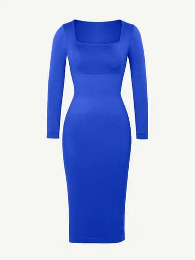 Long Sleeve Tummy Control Bodycon Midi Dress