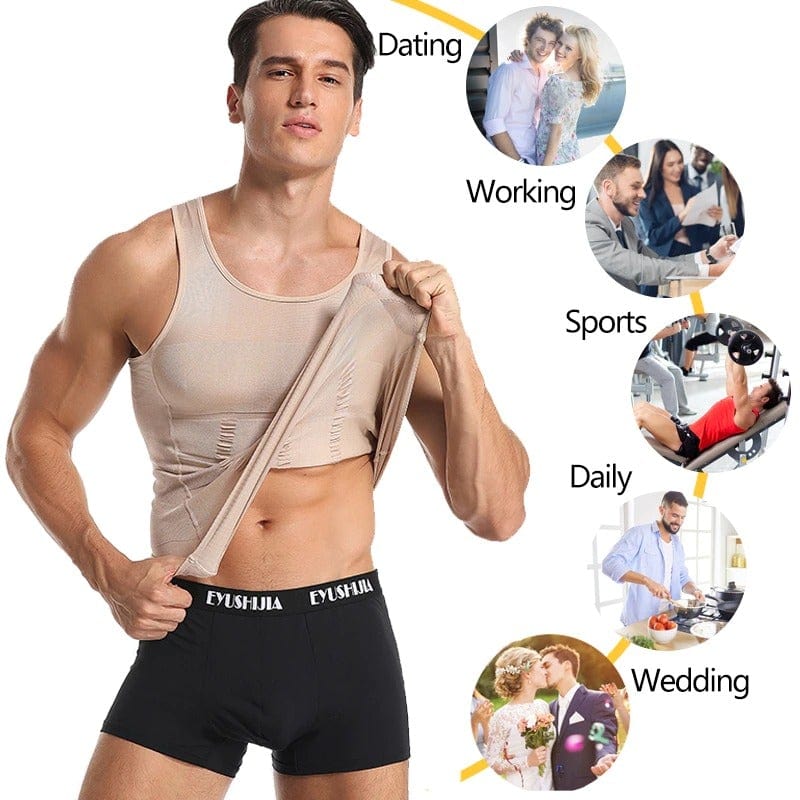 Men Seamless Slimming Abs Compression Body Shaper Corset Vest