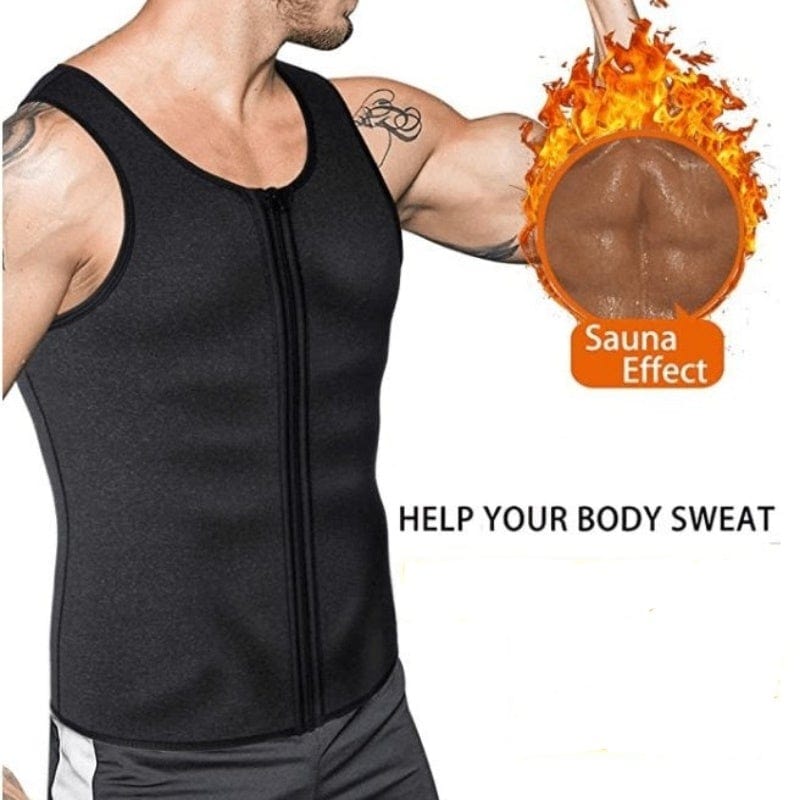 Men Seamless Slimming Compression Body Shaper Corset Sauna Suit