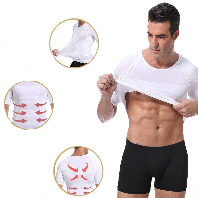 Men Seamless Toning Abs Compression Body Shaper T-Shirt