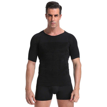 Men Seamless Toning Abs Compression Body Shaper T-Shirt
