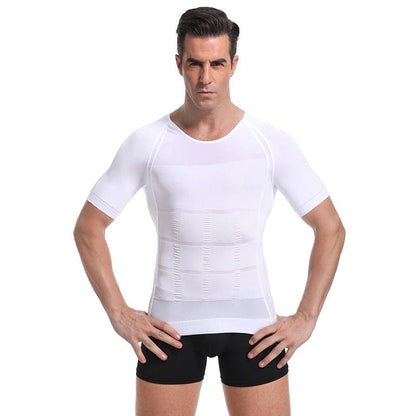Men Seamless Toning Abs Compression Body Shaper T-Shirt