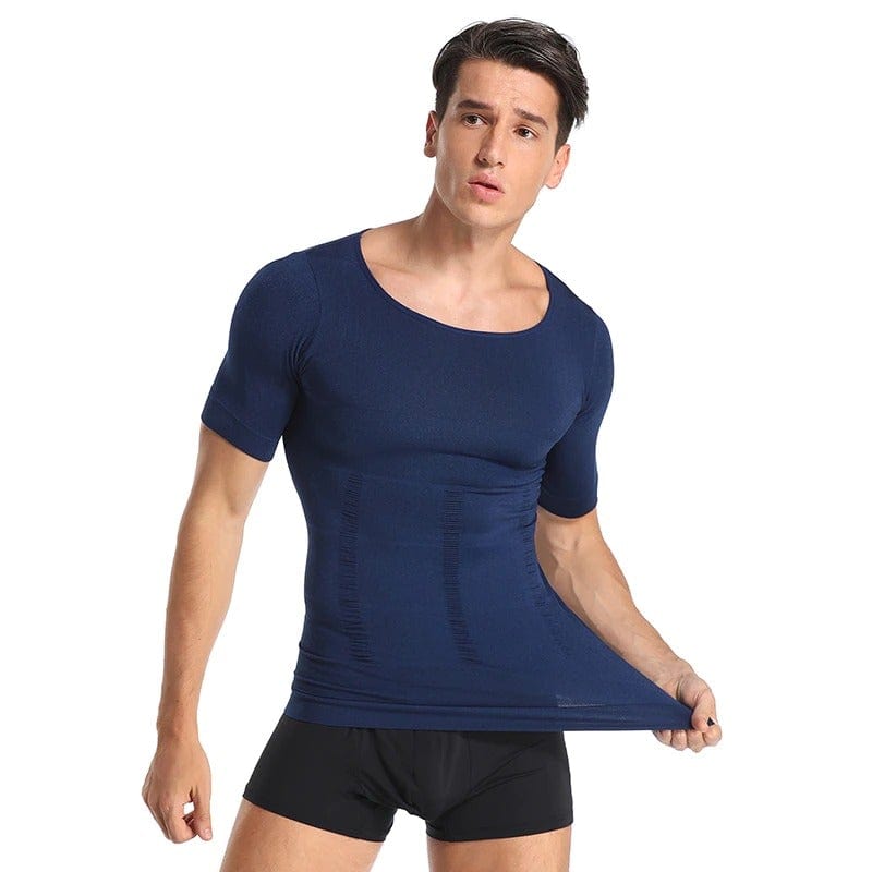 Men Seamless Toning Abs Compression Body Shaper T-Shirt