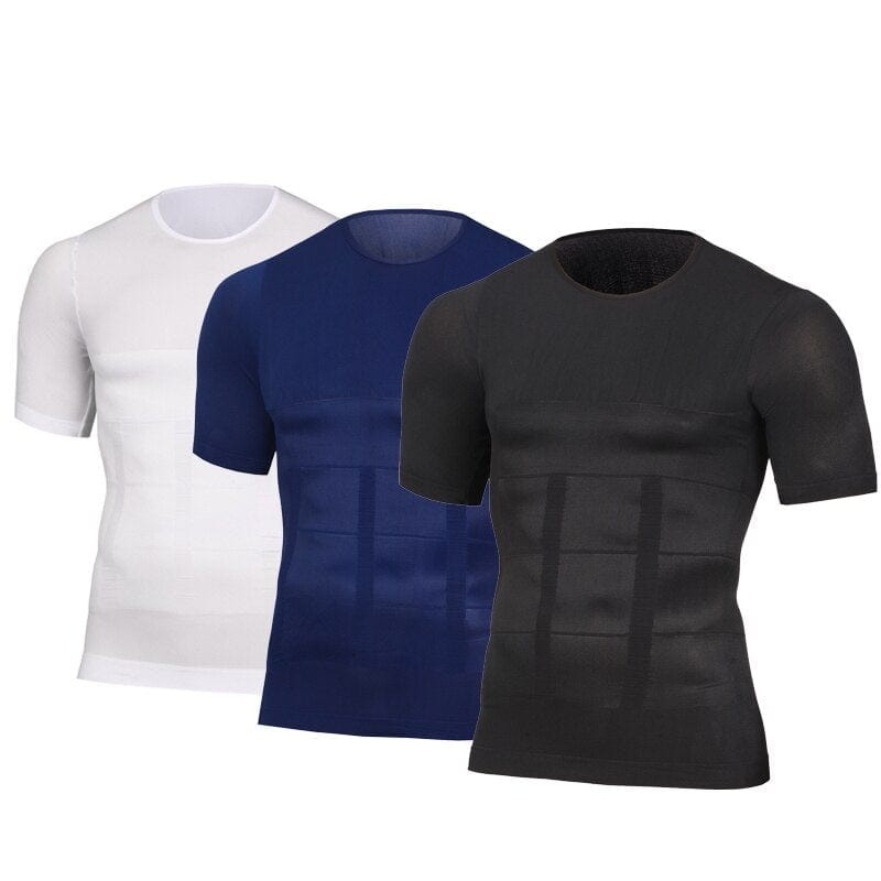 Men Seamless Toning Abs Compression Body Shaper T-Shirt