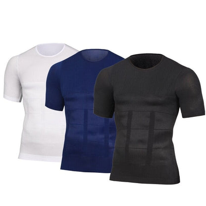 Men Seamless Toning Abs Compression Body Shaper T-Shirt
