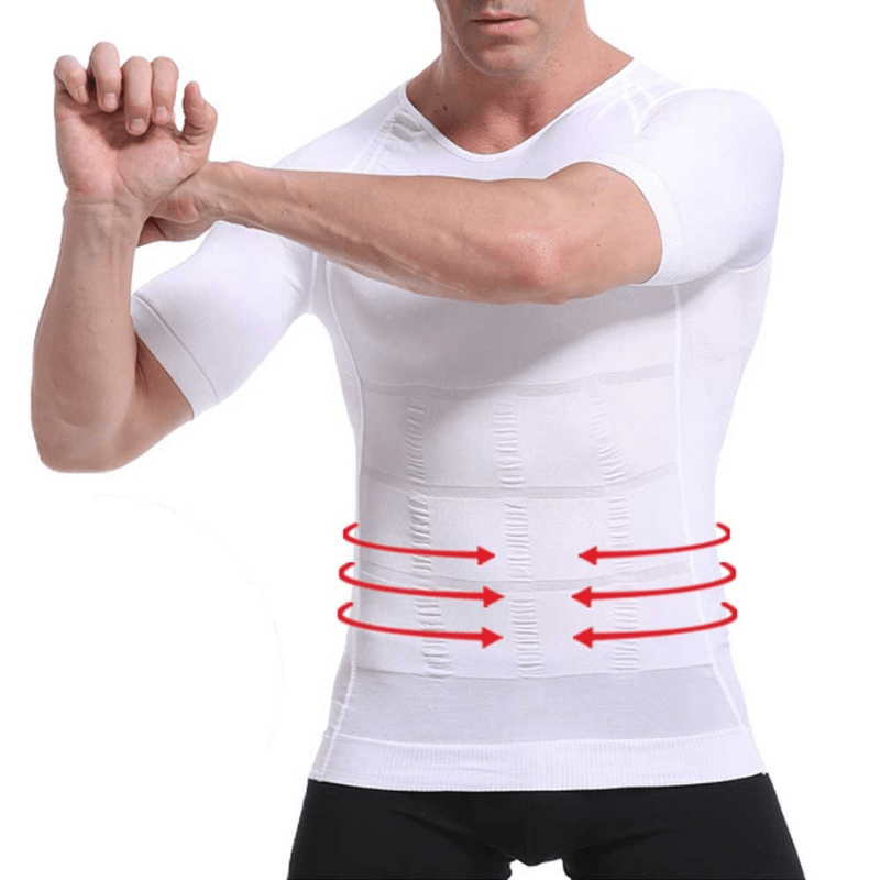 Men Seamless Toning Abs Compression Body Shaper T-Shirt