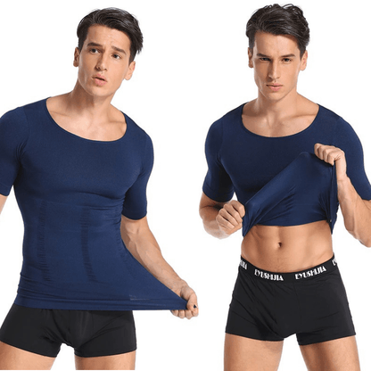 Men Seamless Toning Abs Compression Body Shaper T-Shirt