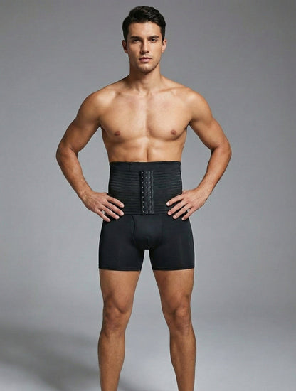 Men's Body Sculpting High-Waist Compression Shaping Shorts Breathable Slimming Shorts with Waistband Support & Removable Hip Pads