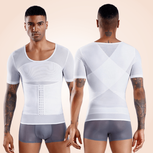 Men Waist and Back Vest Compression Shirt Slimming Body Shaper