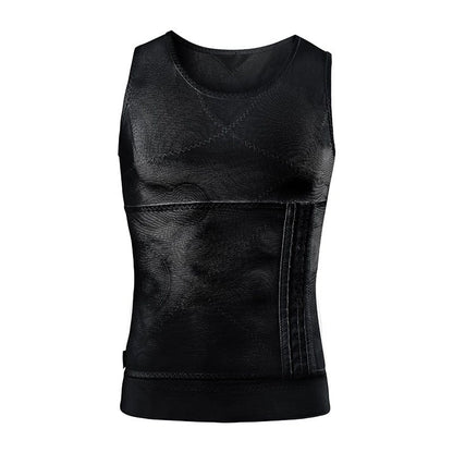 Men Slimming Compression Body Shaper Corset Vest With Side Hooks Waist Trainer