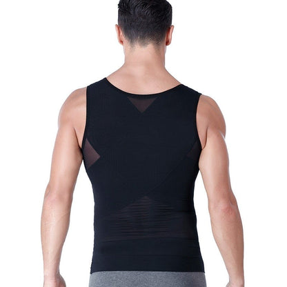 Men Slimming Compression Body Shaper Corset Vest With Side Hooks Waist Trainer