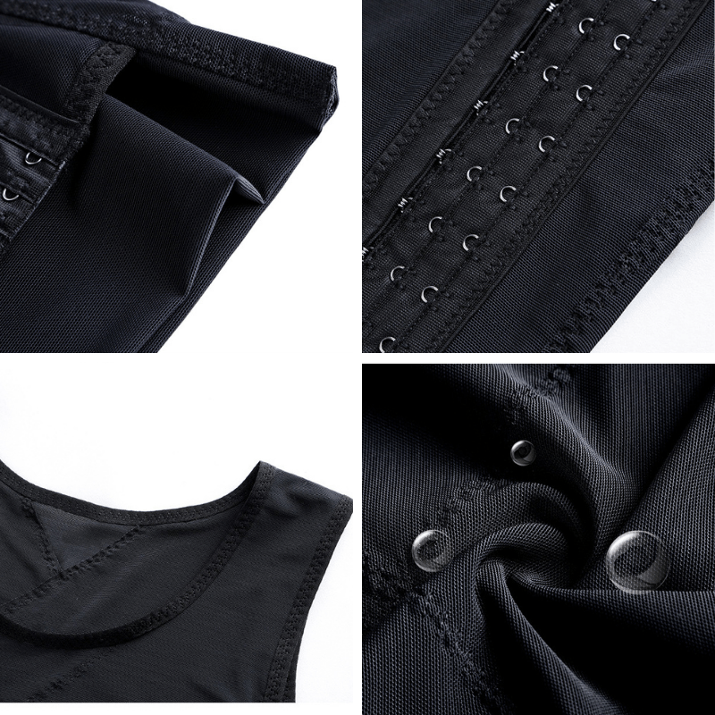 Men Slimming Compression Body Shaper Corset Vest With Side Hooks Waist Trainer