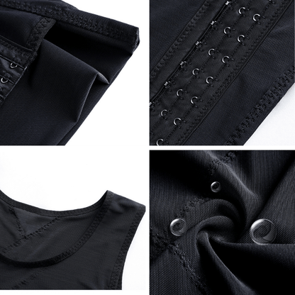 Men Slimming Compression Body Shaper Corset Vest With Side Hooks Waist Trainer