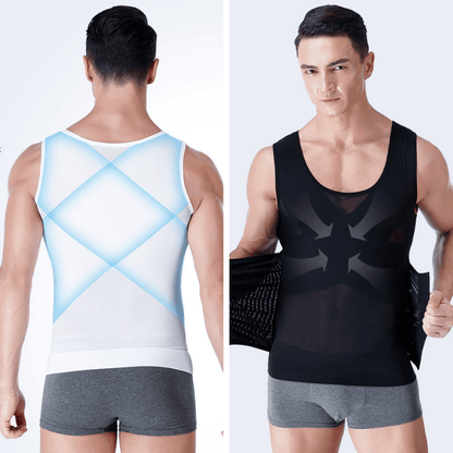 Men Slimming Compression Body Shaper Corset Vest With Side Hooks Waist Trainer