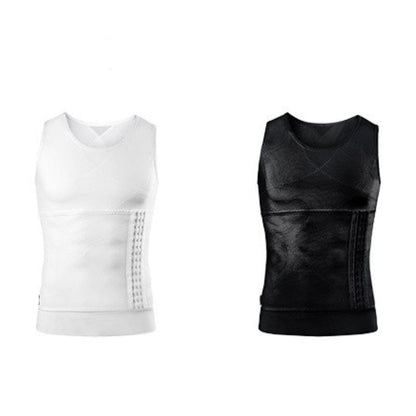 Men Slimming Compression Body Shaper Corset Vest With Side Hooks Waist Trainer