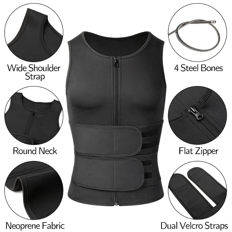 Men Slimming Compression Body Shaper Waist Trainer With Abdominal Belts