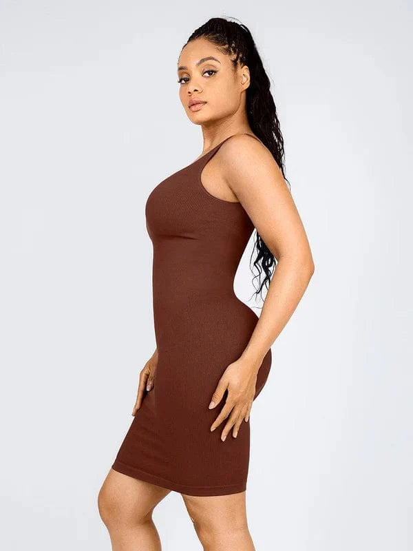 Summer One Shoulder Tight Bodycon Midi Dress With Built In Bra