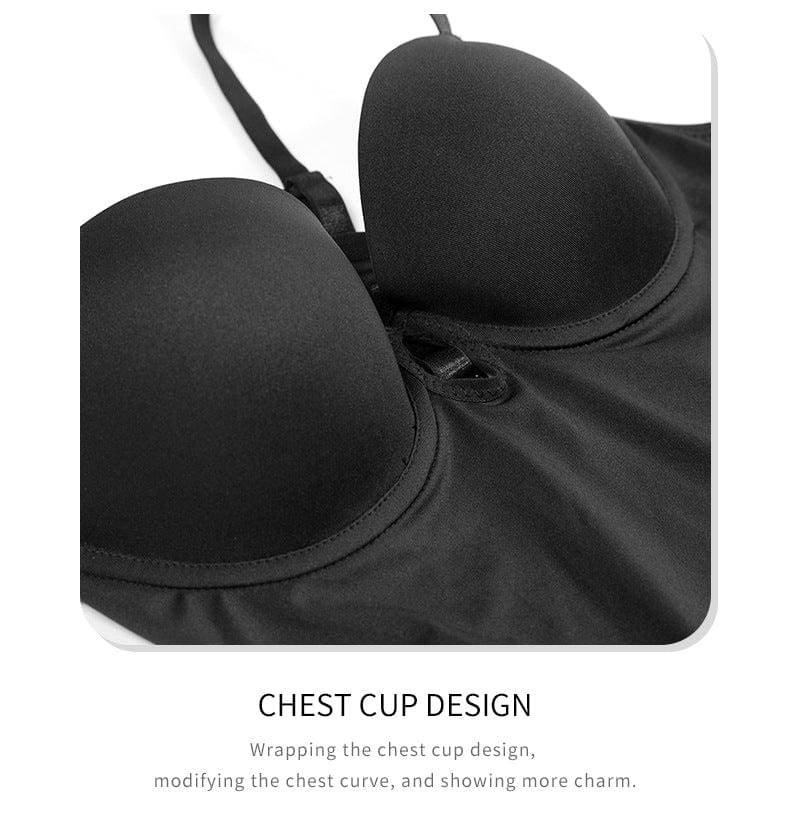 Slimming Side Slit Shaper Mini Slip Dress with Built-In Bra | Curve-Hugging Shapewear Under Dress