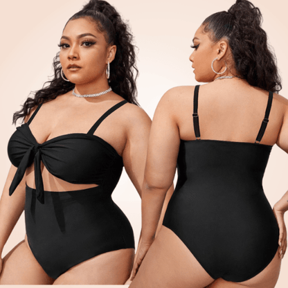 Women's Plus Size One Piece Front Tie Swimwear