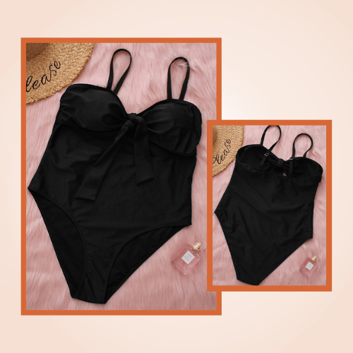 Women's Plus Size One Piece Front Tie Swimwear
