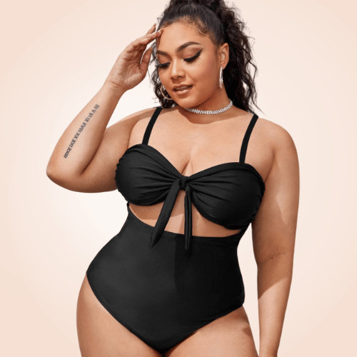 Women's Plus Size One Piece Front Tie Swimwear