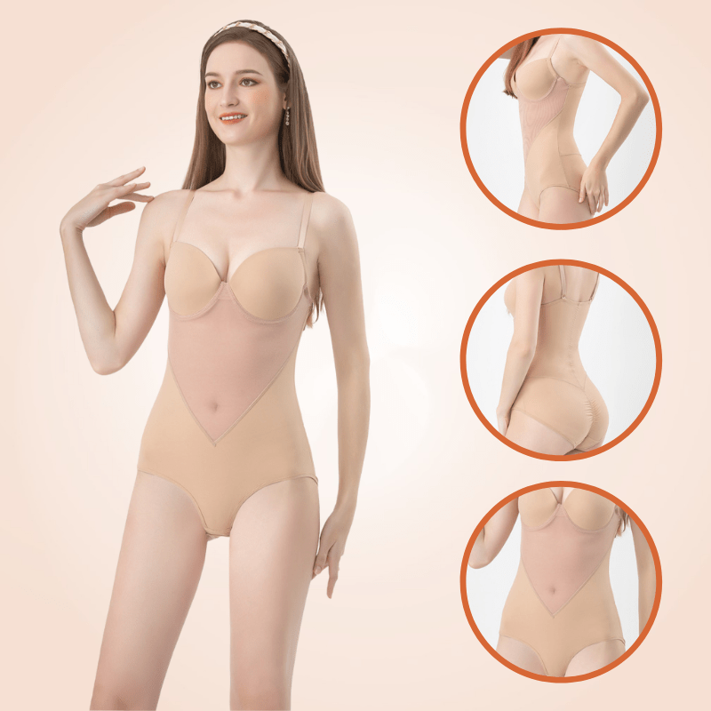 One-Piece Mesh Lowback Bodysuit Thong Shapewear