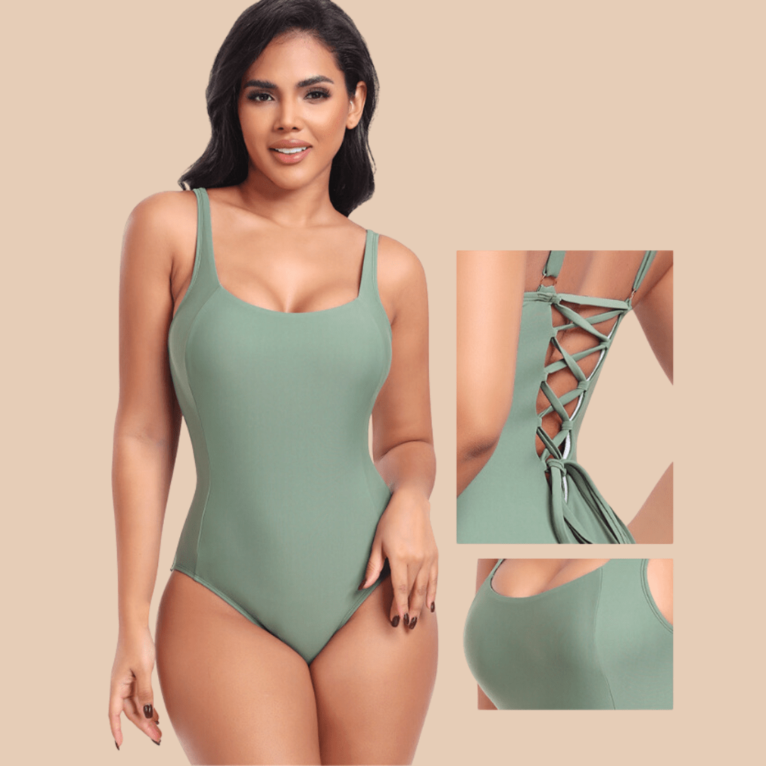 One Piece Lowback Slimming Swimsuit with Built-In Chest Pad
