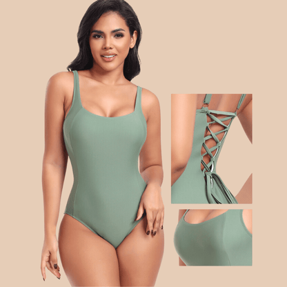 One Piece Lowback Slimming Swimsuit with Built-In Chest Pad