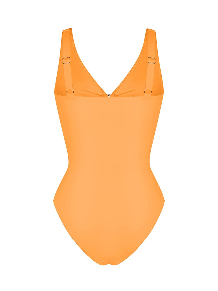 Waist Shaping Mesh Ruched One Piece Swimsuit with Pads