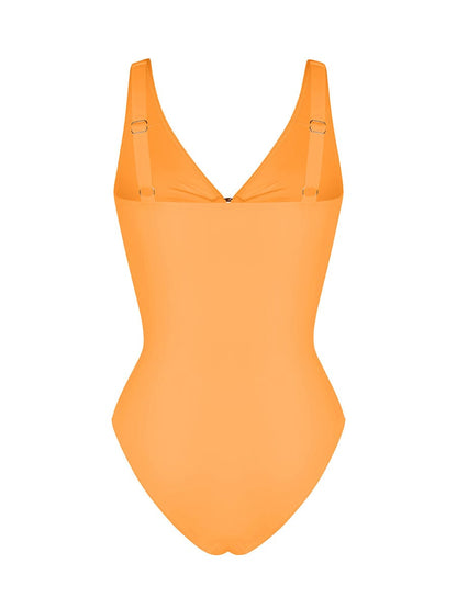 Waist Shaping Mesh Ruched One Piece Swimsuit with Pads