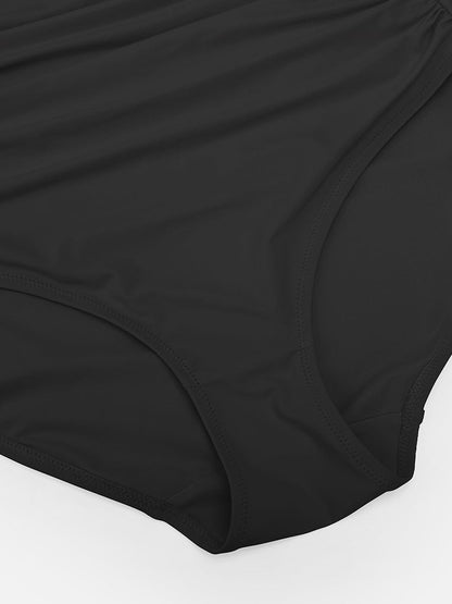 Waist Shaping Mesh Ruched One Piece Swimsuit with Pads