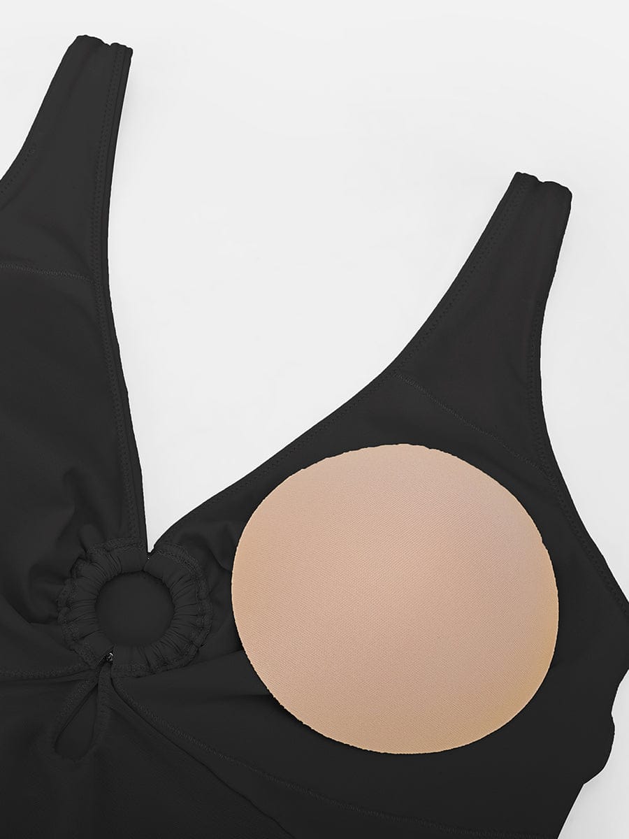Waist Shaping Mesh Ruched One Piece Swimsuit with Pads