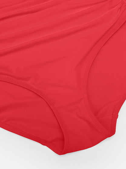 Waist Shaping Mesh Ruched One Piece Swimsuit with Pads