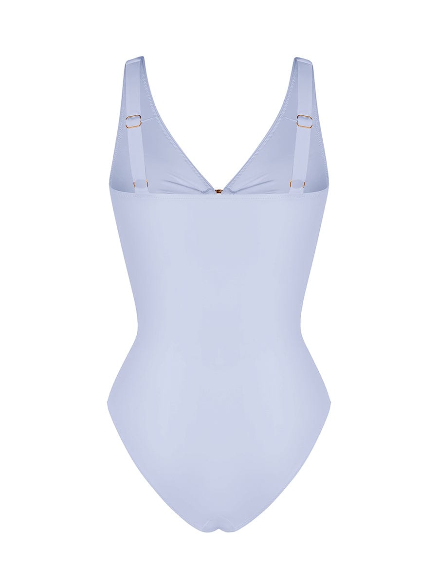 Waist Shaping Mesh Ruched One Piece Swimsuit with Pads