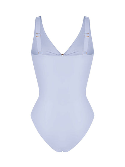 Waist Shaping Mesh Ruched One Piece Swimsuit with Pads