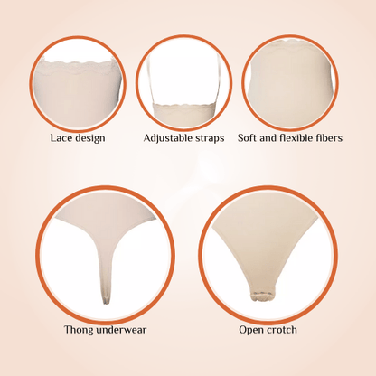 Open Bust Tummy Control Mesh Adjustable Straps Brief Shapewear