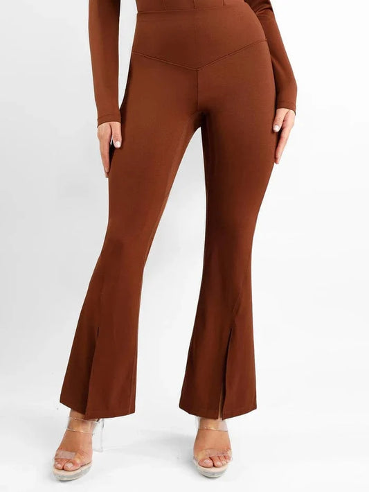 High Waist Flare with Tummy Control and Split Hem Shapewear Pants