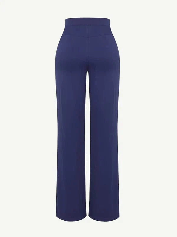 Women Straight Leg Pants with Built-In Shapewear Shorts