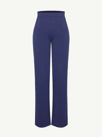 Women Straight Leg Pants with Built-In Shapewear Shorts